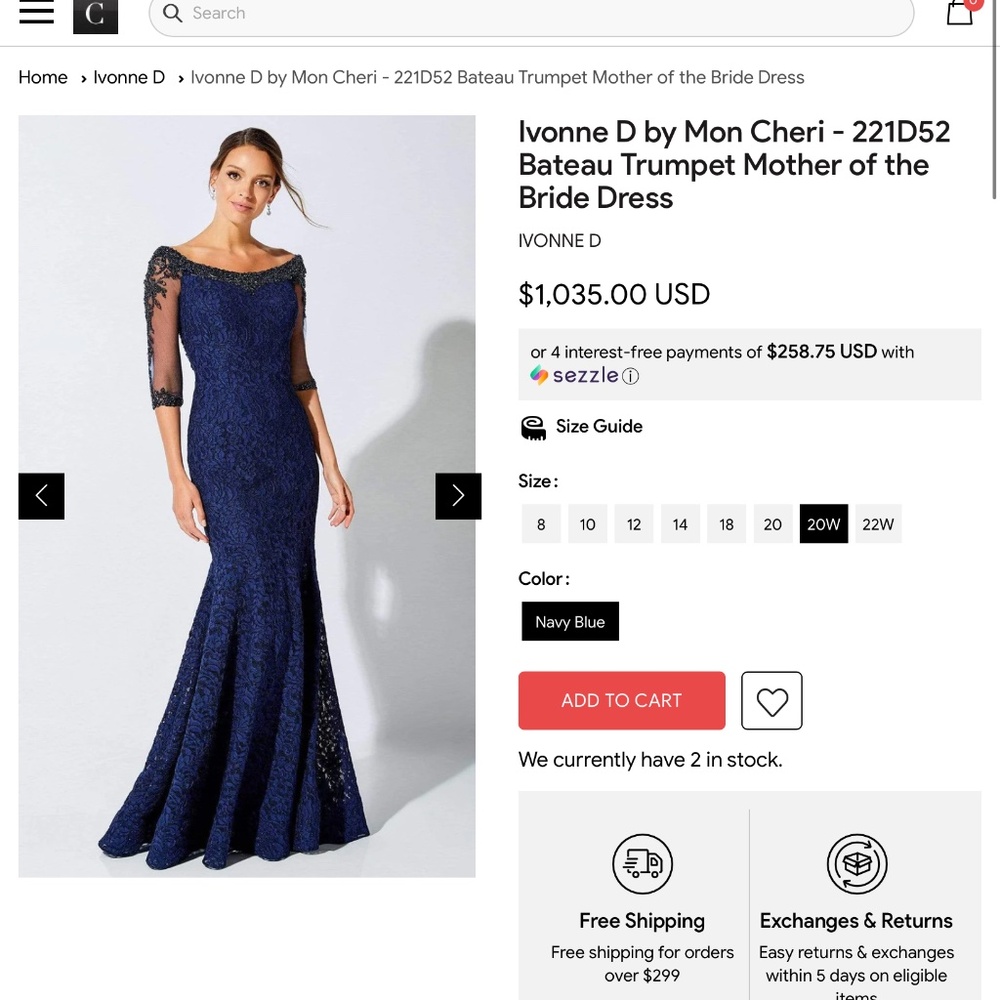 Ivonne D by Mon Cheri - Bateau Trumpet Mother of the Bride Dress